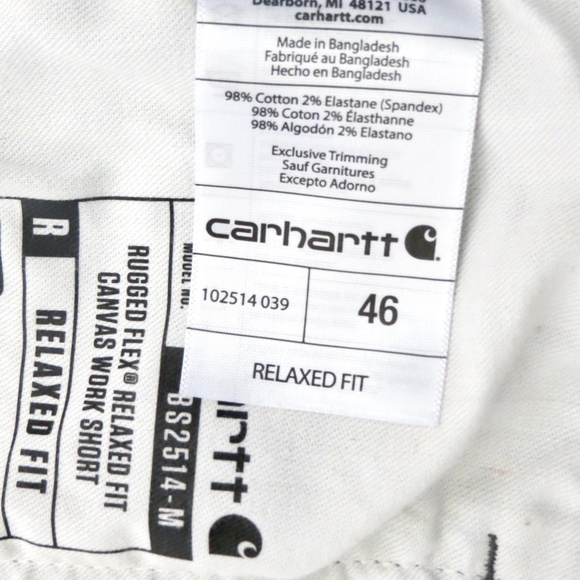 Carhartt Shorts Rugged Flex Relaxed Fit Canvas Work Short Gray SZ 46 - Picture 8 of 9